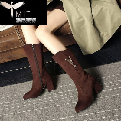 秋中筒靴粗跟大碼靴子跟短靴女尖頭小碼馬丁靴子 派尼美特馬丁靴型號【價格 圖片 品牌 報價】-蘇寧易購派尼美特服飾鞋帽專營店